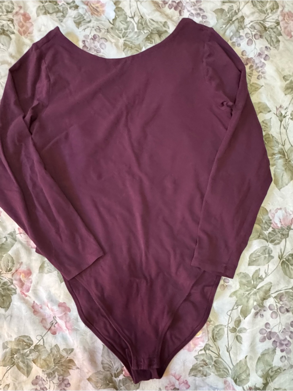 Old Navy XL Burgundy Sculpting Double Layer Scoop Neck Long Sleeve Bodysuit